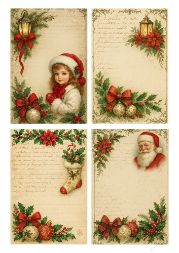 Vintage Christmas Charm – Festive Collage Panel (A4 JPEG)