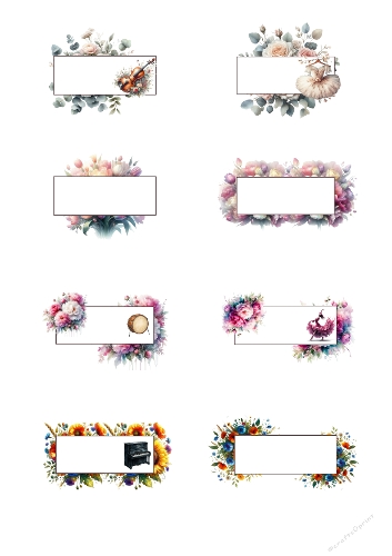Floral & Artistic Label Kit – Printable A4 JPEG with 8 Blank Tags for Music and Dance Crafts