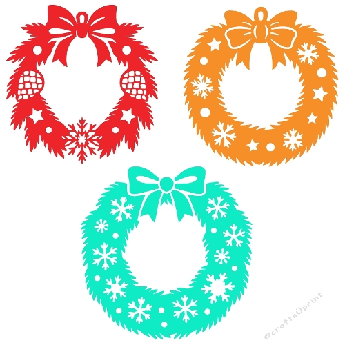 Christmas Wreath Cutting File Kit – SVG & Silhouette Format with 3 Festive Designs