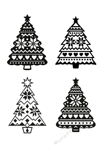 Christmas Tree Cutting File Kit – 4 Festive Silhouettes for Craft Projects (SVG & Silhouette Formats)