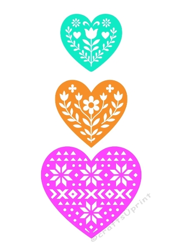 Decorative Heart Cutting File Kit – 3 Unique Floral & Geometric Designs (SVG & Silhouette Formats)