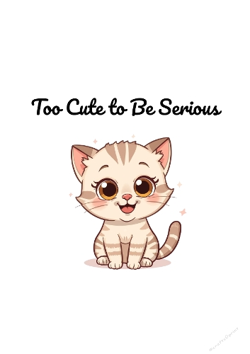 Too Cute To Be Serious Cat Quote Printable Card Design