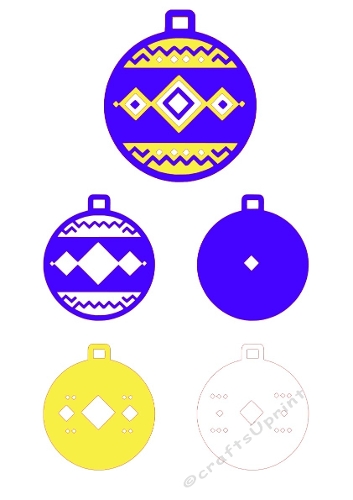 Cutting File Kit – Geometric Christmas Ornaments in Progressive Styles – A4 JPEG