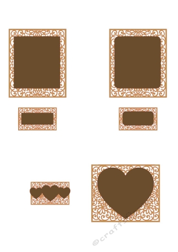 Cutting File Kit – Ornate Frames with Hearts, Squares & Rectangles – SVG & Silhouette Compatible