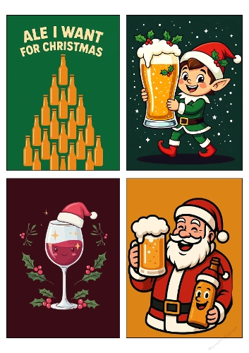 Christmas Card Kit – Funny Festive Drinks & Characters – A4 JPEG