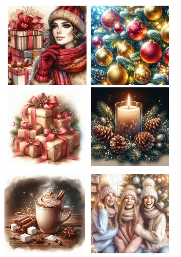 Christmas Collage – Gifts, Tree, Hot Chocolate & Cozy Moments – A4 JPEG