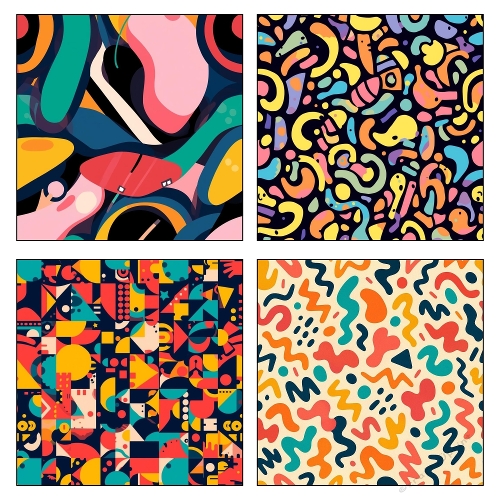 Playful Shapes – Abstract Art Collage Panel (2000x2000 JPEG)