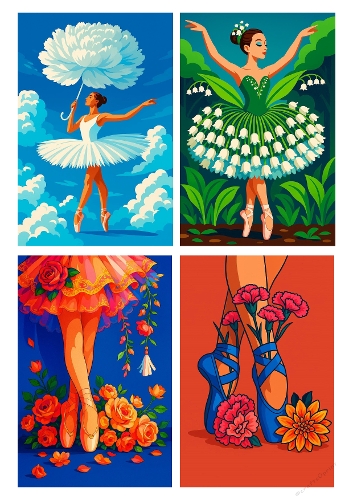 Floral Ballerinas – Dreamy Dance Collage Panel