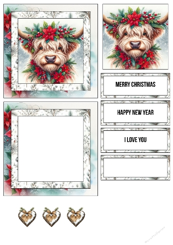 Festive Highland Cow – 3D Christmas Card