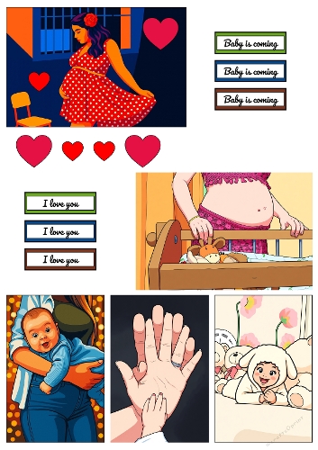 Baby Love – Pregnancy & Parenthood Card Sheet (A4 JPEG)