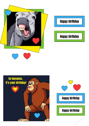 Birthday Laughs – 3D Animal Card Kit (A4 JPEG)