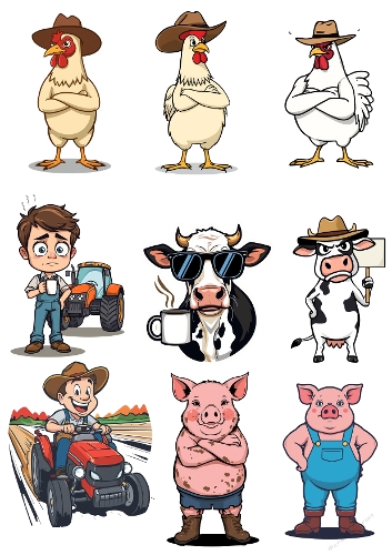 Funny Farm Crew – Cartoon Animals & Farmers