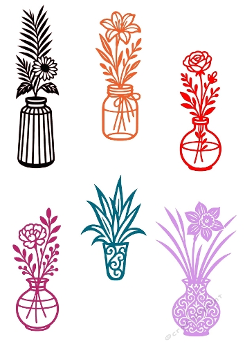 Colorful Bloom Vases – Cutting File Kit (SVG & Silhouette)