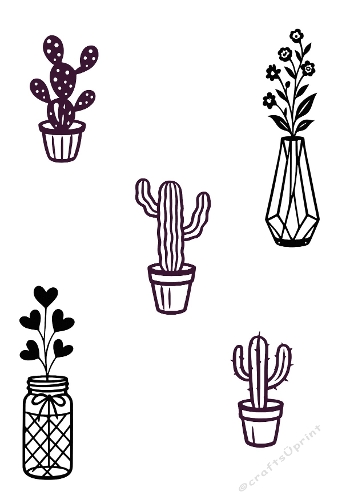 Modern Botanicals – Potted Plant Cutting File Kit (SVG & Silhouette)