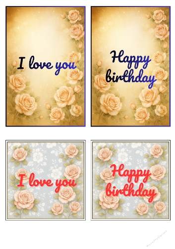 Rose Sentiments – 4-Card Kit (A4 JPEG)