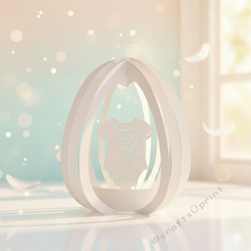 3D Card – Baby Onesie in Egg Frame (Silhouette Format Only)