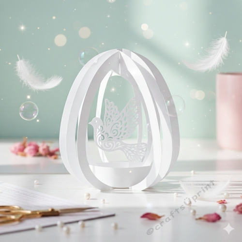 3D Card – Dove in Egg Frame (Silhouette Format Only)
