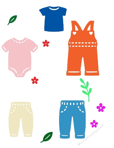 Baby Clothes & Floral Accents – Cutting File Kit (SVG & Silhouette)