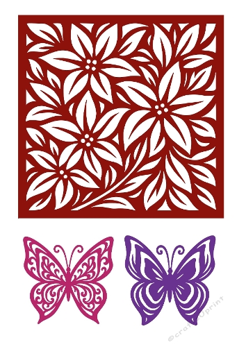 Butterflies & Floral Panel – Cutting File Kit (SVG & Silhouette)