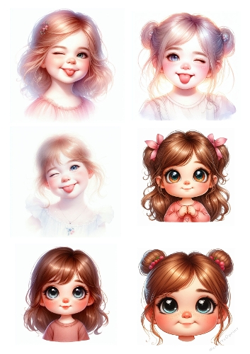 Expressive Watercolor Girl Portraits Kit - A4 JPEG