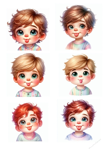 Watercolor Kids Portraits Kit - A4 JPEG