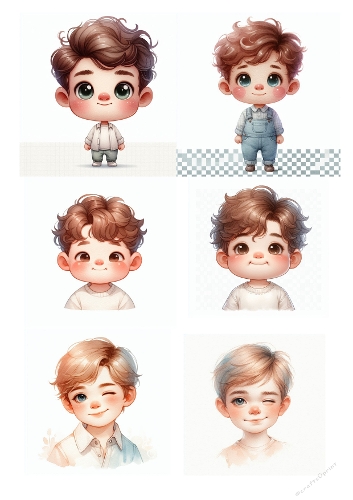 Chibi Boy Watercolor Character Design Kit