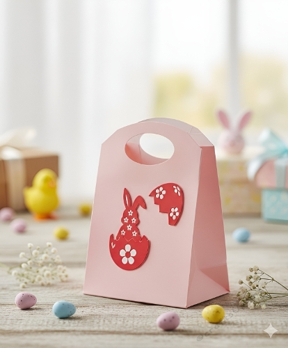 Easter Bunny Gift Bag Cutting File - 3D Treat Bag SVG & Silhouette Designs