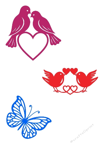 Lovebirds & Butterfly Silhouette Set