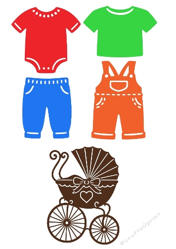 Baby Clothes & Stroller Cutting File Kit | Silhouette & Cricut Compatible SVGs