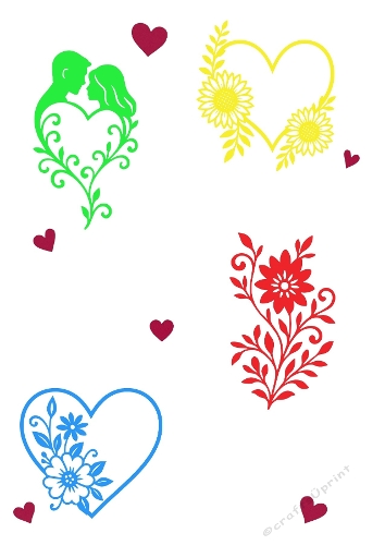 Romantic Heart & Floral Cutting File Kit | Couple, Sunflowers & Swirls for Cricut & Silhouette