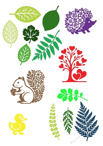  Leaves, Hedgehog, Squirrel & Heart Tree for Cricut & Silhouette