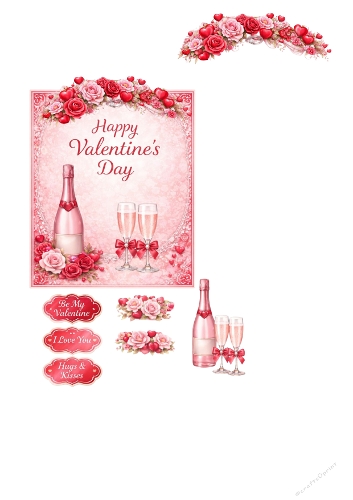 Valentines Day JPEG Sheet – Champagne, Roses, and Love Tags