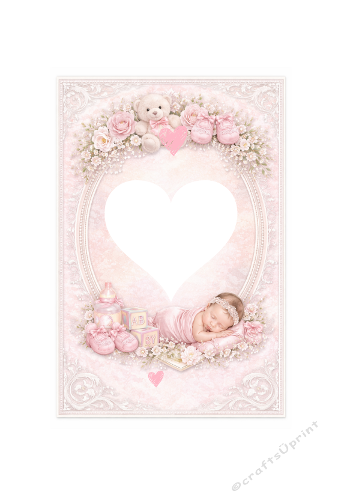 Baby Girl Photo Frame – Pink Floral Design to Personalize