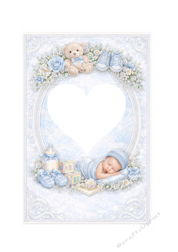 Baby Boy Photo Frame – Blue Floral Design to Personalize