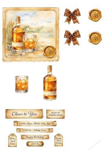 Whisky Lover 3D Card Vintage Bottle Birthday Design