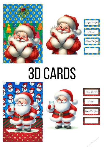 Santa Cheers – 2 Easy 3D Christmas Cards  