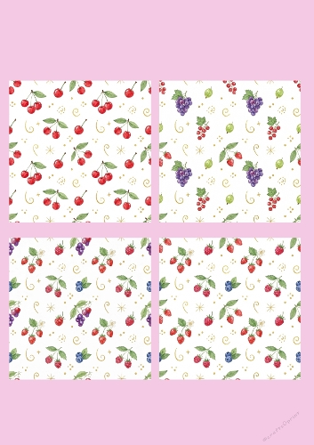 Watercolour Fruit Pattern Backgrounds – Set of 4 Seamless Cardmaking Papers