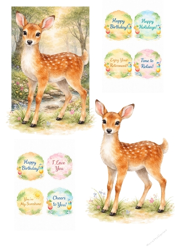 Cute Deer Simple 3D Card Kit with Sentiment Toppers