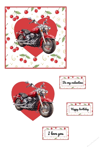 Valentine & Birthday Motorcycle Card Kit – Romantic Biker Love Card | A4 JPEG Printable