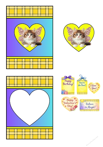 Angel Kitten Heart Card Kit – Cute Cat Birthday & Valentine Card | A4 JPEG Printable