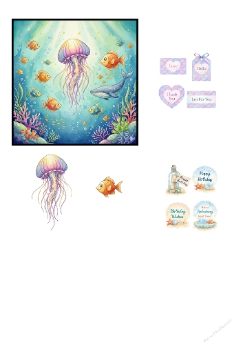Under the Sea Birthday Card with Jellyfish and Ocean Creatures