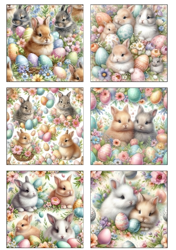 Easter Bunny Backgrounds Set – Cute Pastel Rabbits and Eggs Spring Designs