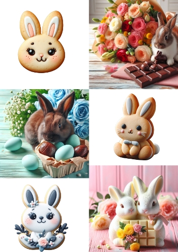 Cute Easter Bunny Cookies and Chocolate Rabbits Clipart Set – Spring Bunny Illustrations