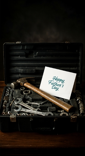 Happy Fathers Day Tool Box Scene – Rustic Fathers Day Gift Artwork