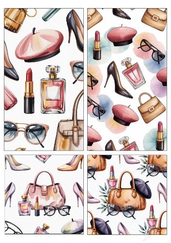 Fashion Accessories Seamless Patterns – Chic Parisian Style Digital Backgrounds