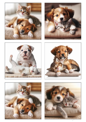 Puppy & Kitten Photo Collage | A4 JPEG Printable Sheet