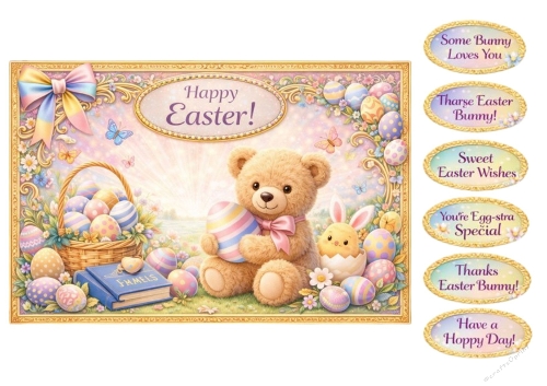 Happy Easter Bear & Chick | A4 JPEG Printable Sheet