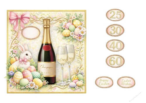 Easter Champagne & Bunny Set | A4 JPEG Printable Sheet