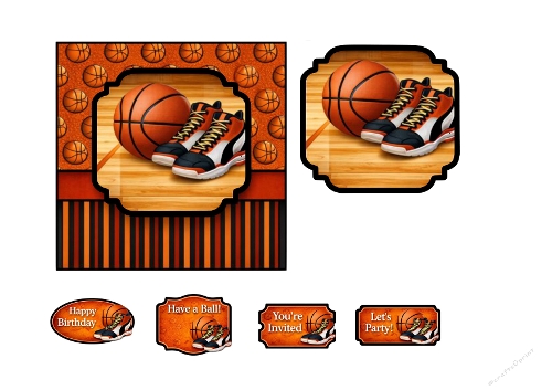 Basketball Party Labels & Topper | A4 JPEG Printable Sheet