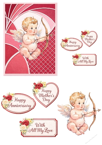 Cupid Love & Celebration Labels | A4 JPEG Printable Sheet